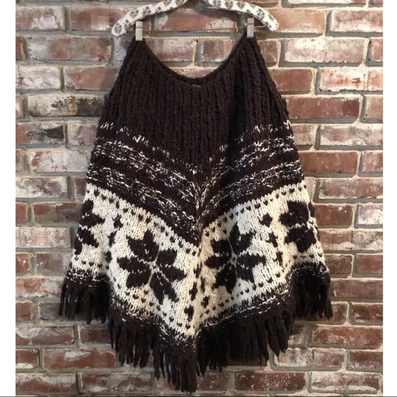 Free People Long Floral Poncho Sz m/l - Picture 2 of 7